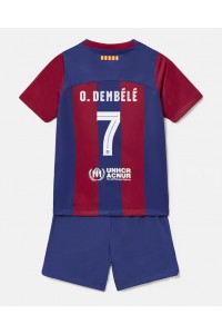 Barcelona Ousmane Dembele #7 Babytruitje Thuis tenue Kind 2023-24 Korte Mouw (+ Korte broeken)